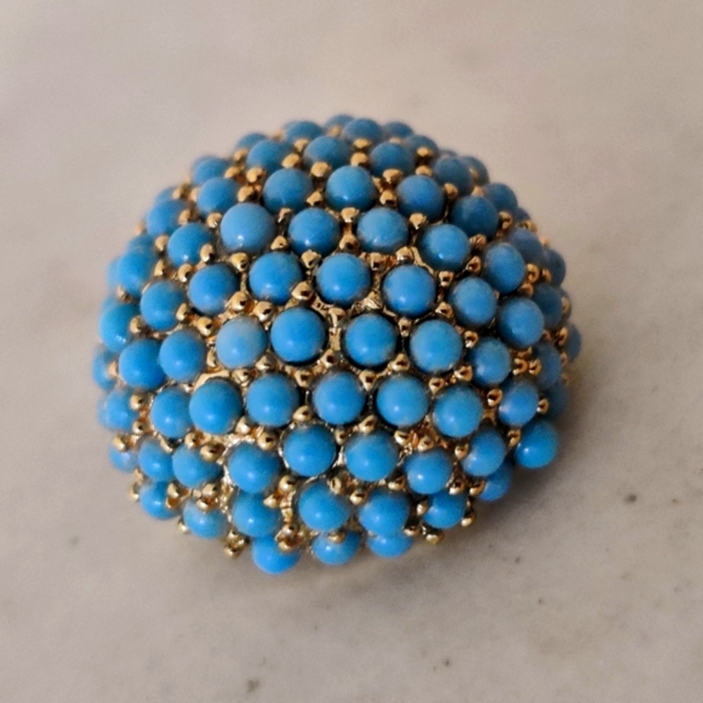Signed Marcel Boucher Turquoise Ball Sphere Brooch